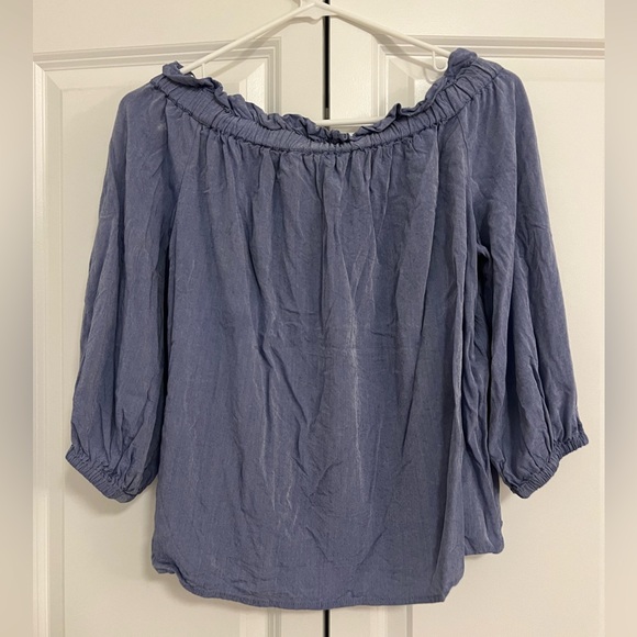Banana Republic Blue Blouse - Small - Off the Shoulder - Picture 2 of 4